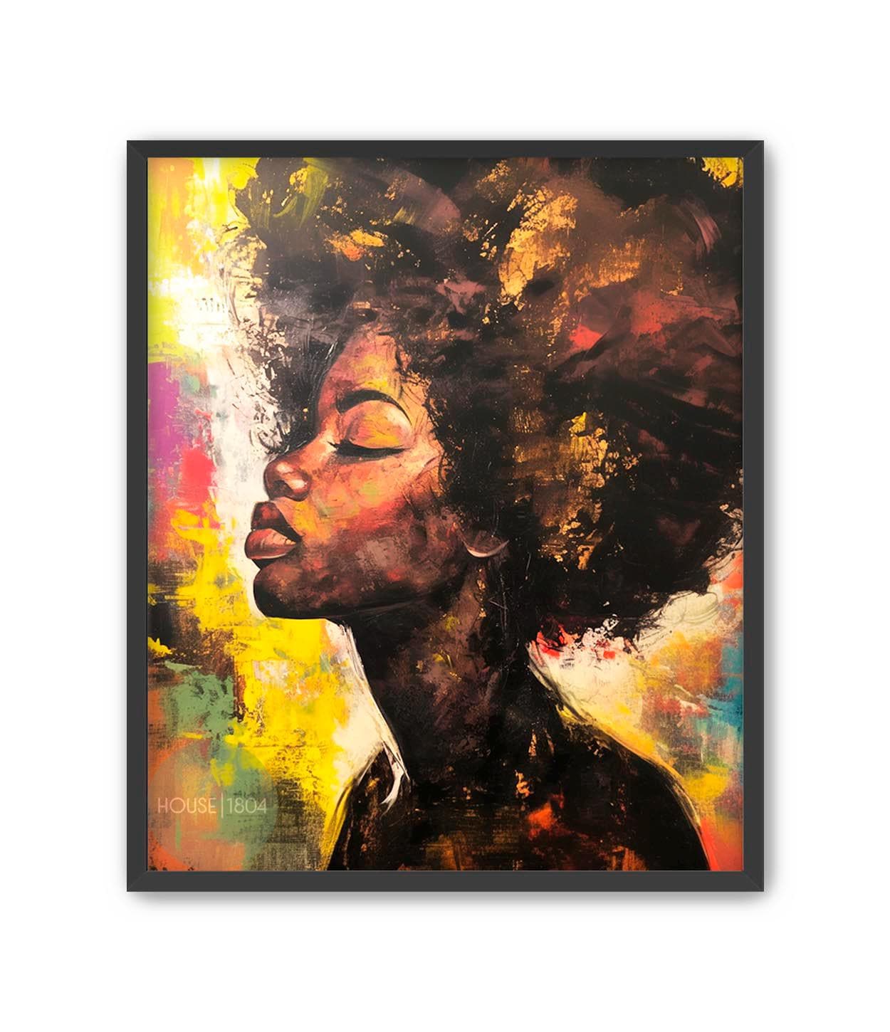 Afro Art Wall Print, Colorful Black Women Canvas, Black Woman Art, Modern Afrocentric Art, African Wall Decor, Boho Art, Abstract Woman Art