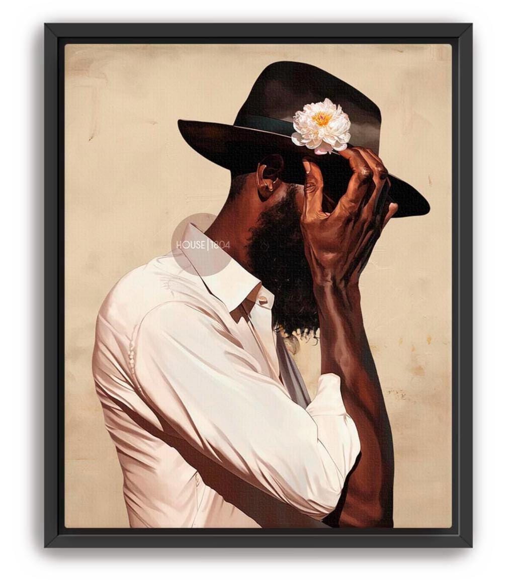 Black Man Portrait Art: Harlem Renaissance Art Print, Beige Background
