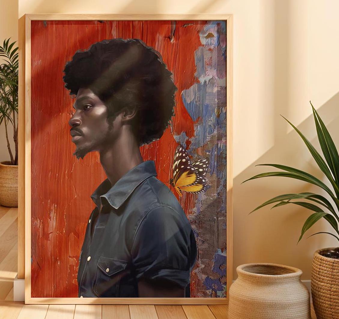 Black Man in Color, Bohemian Black Man Art Print, Modern Black Art, Abstract Black Art, Black Urban Art Print, Bold Black Art, Colorful