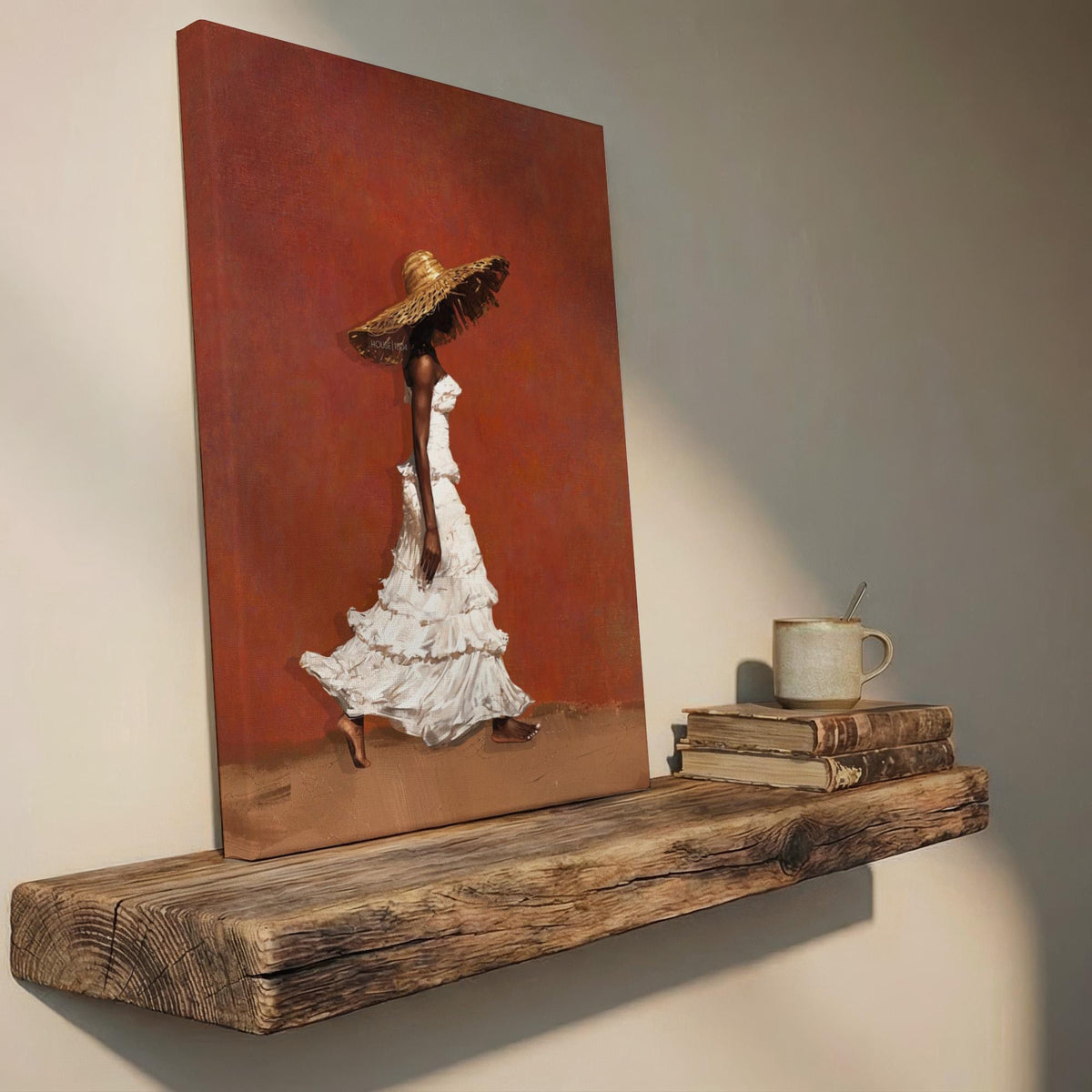 Afrocentric Wall Art, Terracotta Black Woman Portrait Canvas | Framed Unframed