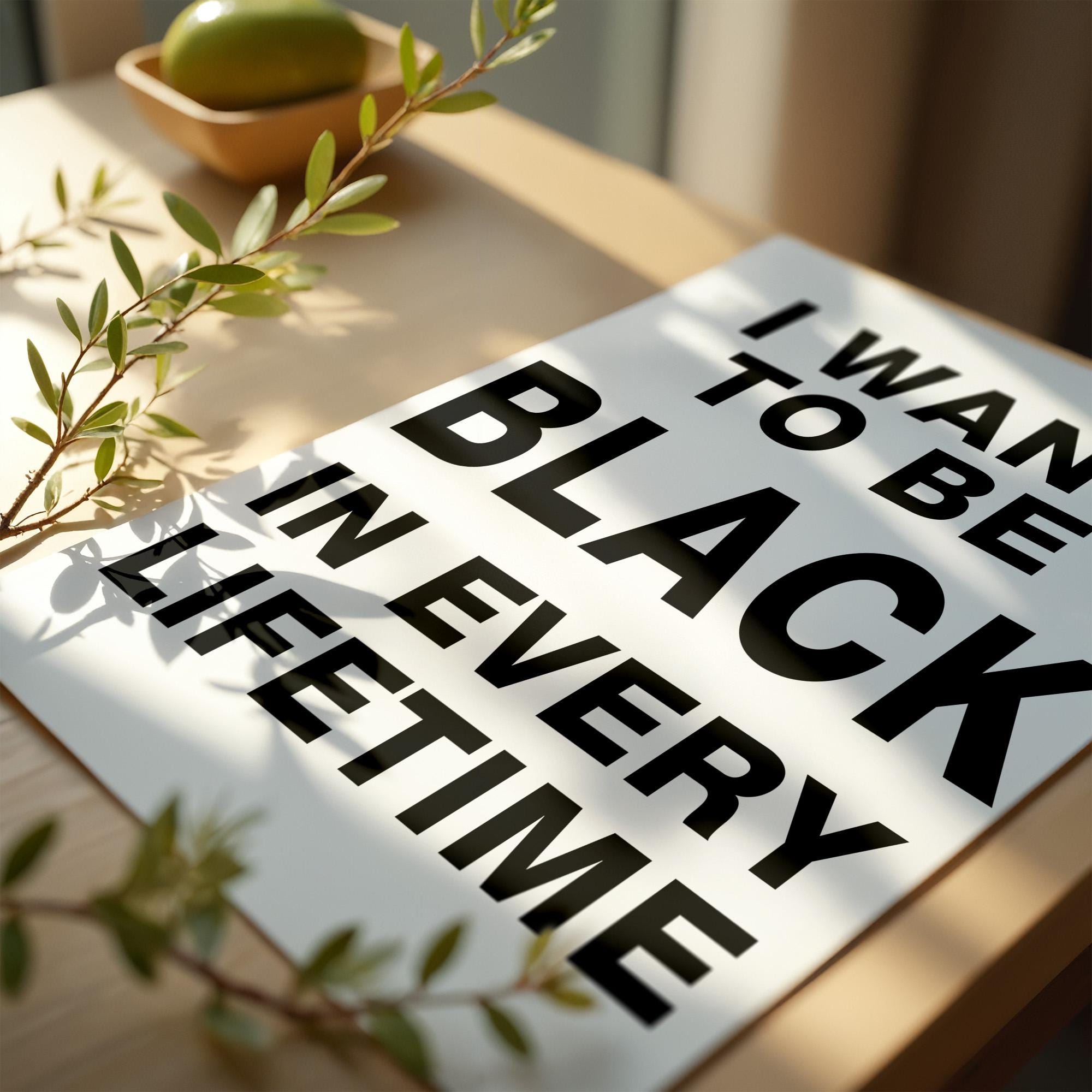 Minimalist Typography Print, Black and Proud