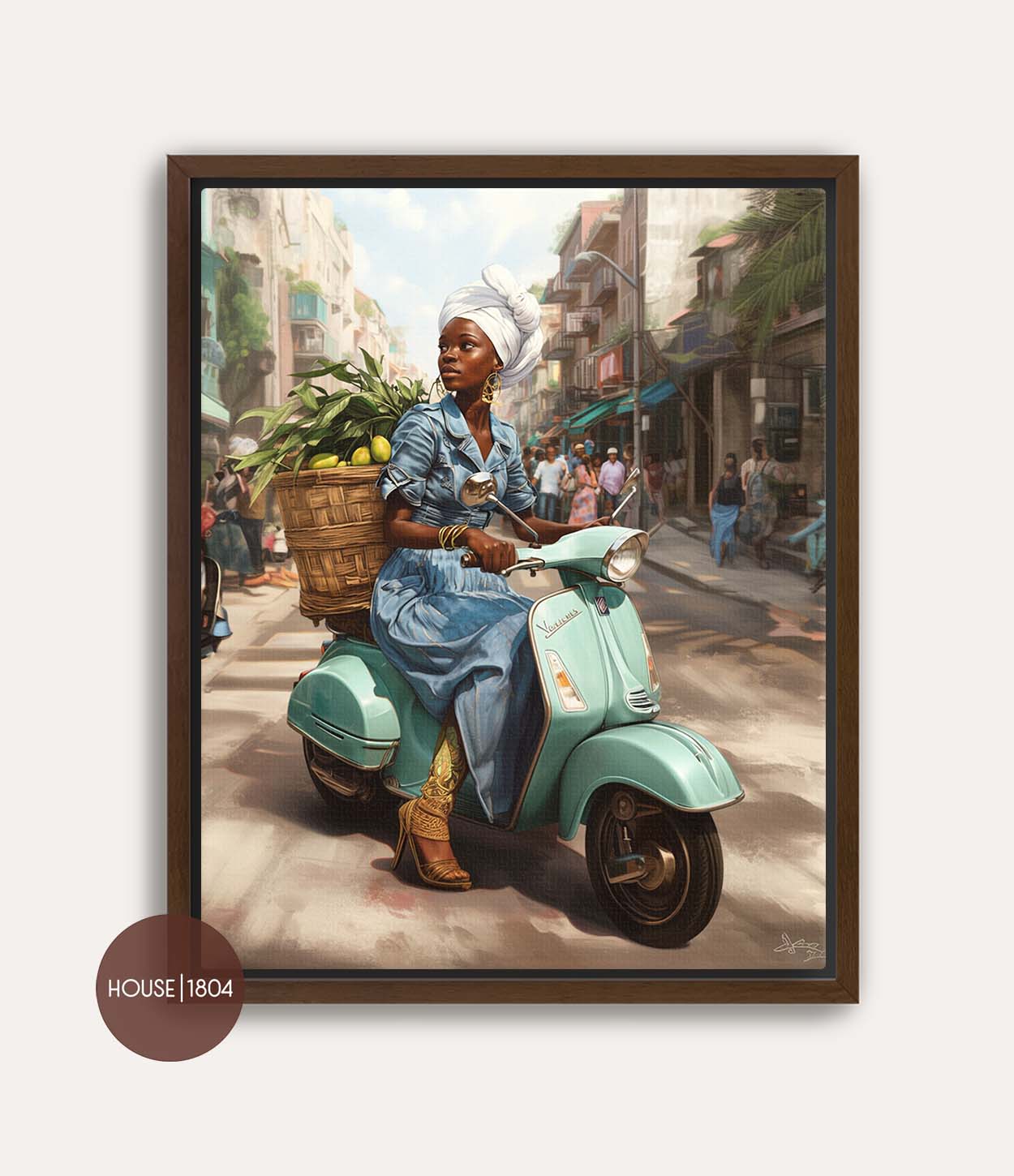 Vespa Girl Caribbean Woman Art