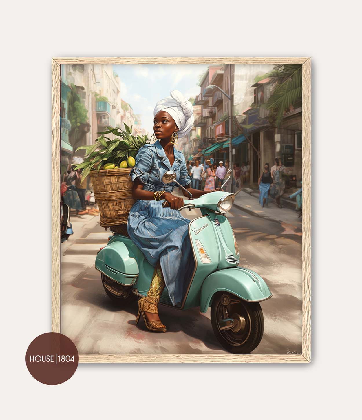 Vespa Girl Caribbean Woman Art