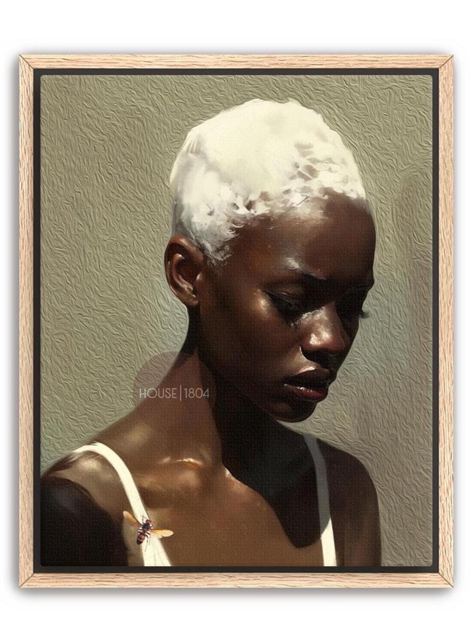 African American Wall Art Print, Modern Minimalist Black Woman Neutral Art