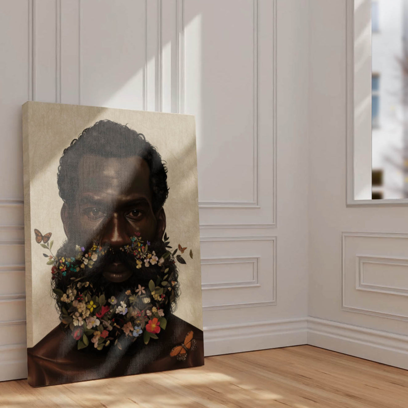 Black Man Floral Beard Wall Art