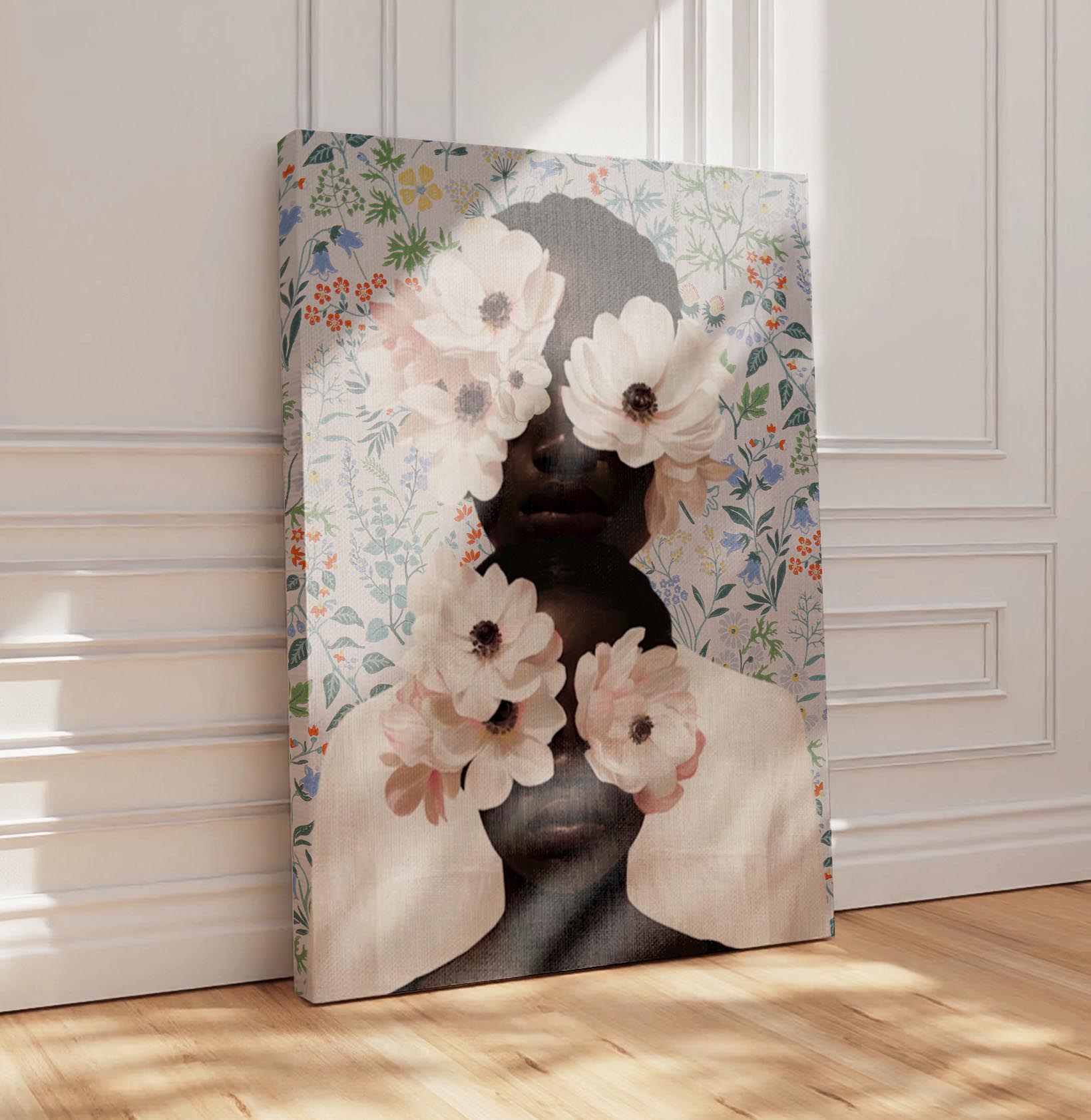 Black Mother and Child Floral Art