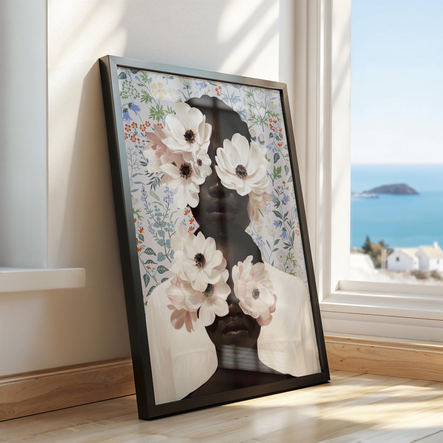 Black Mother and Child Floral Art