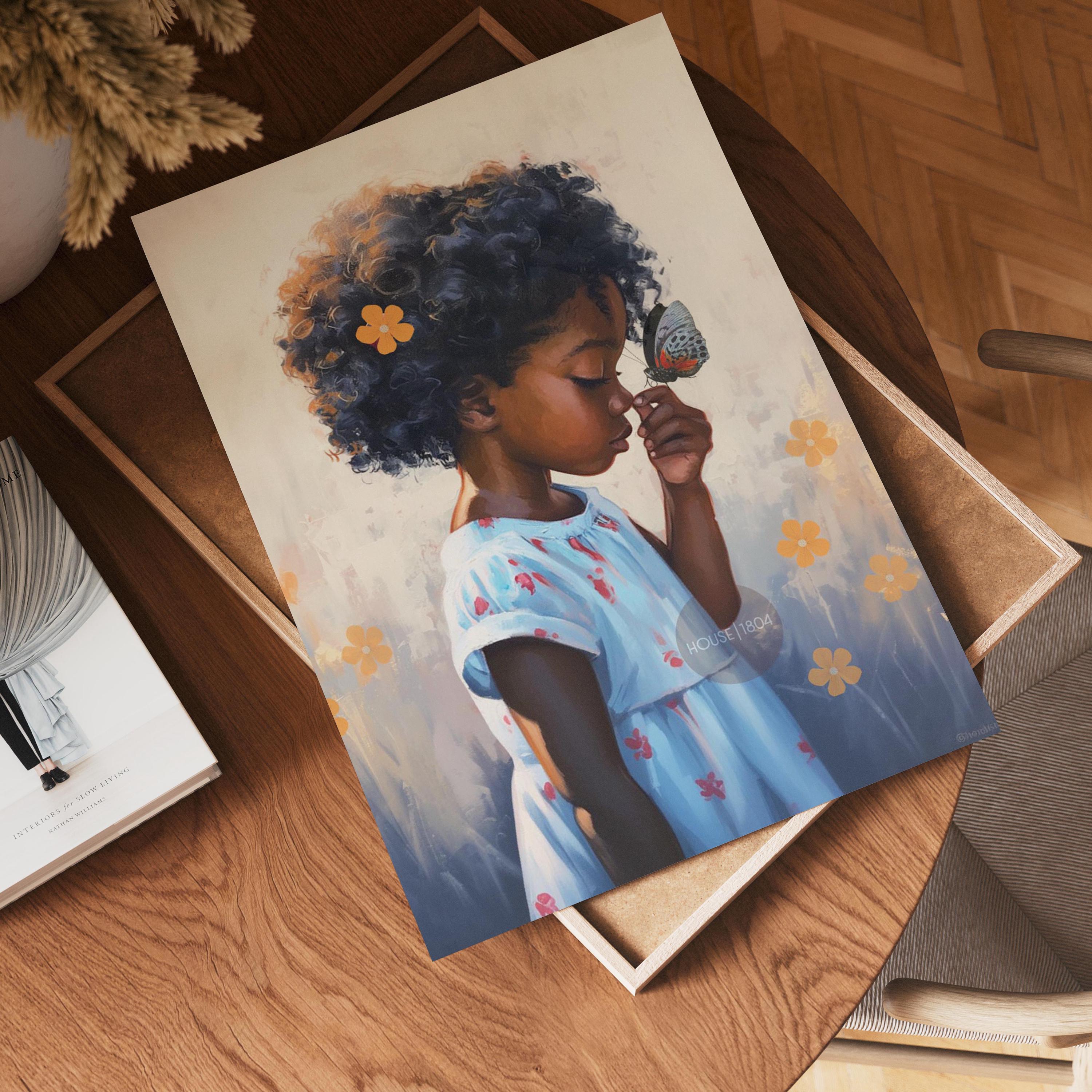 Black Kids Art Prints: African American Girl, Black Folk art, Kids Art Canvas Print