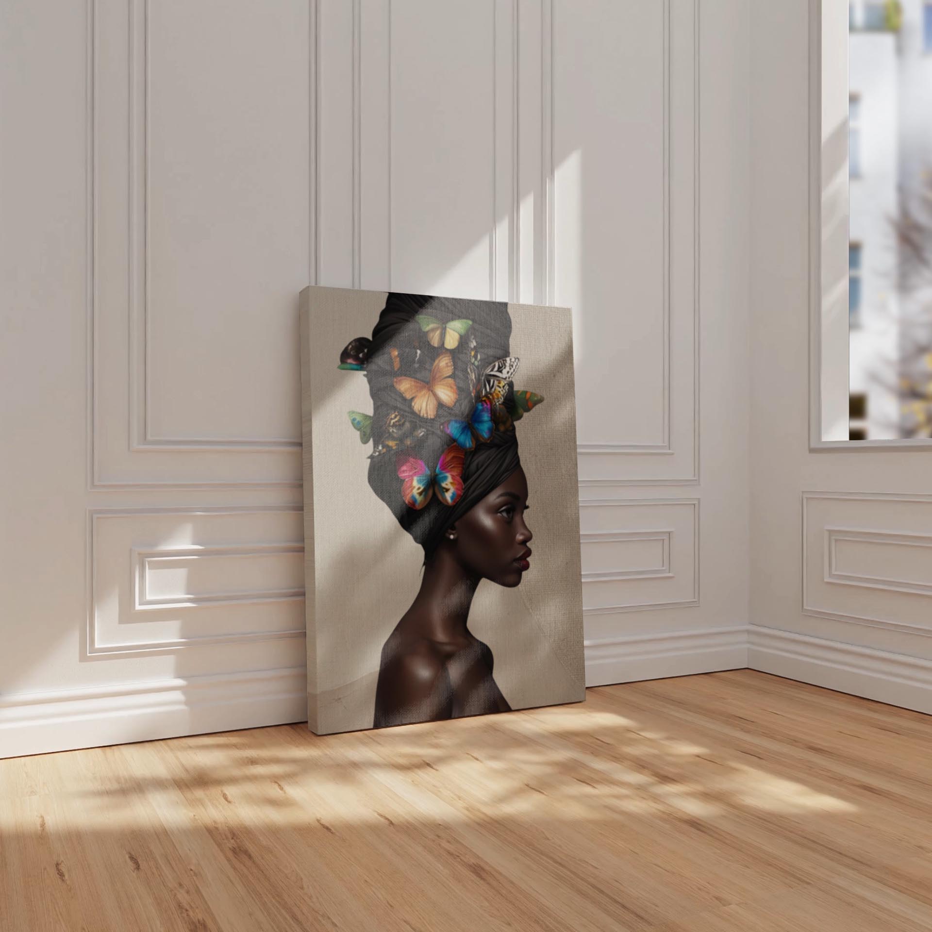 Bohemian Black Women Head Wrap Art Print