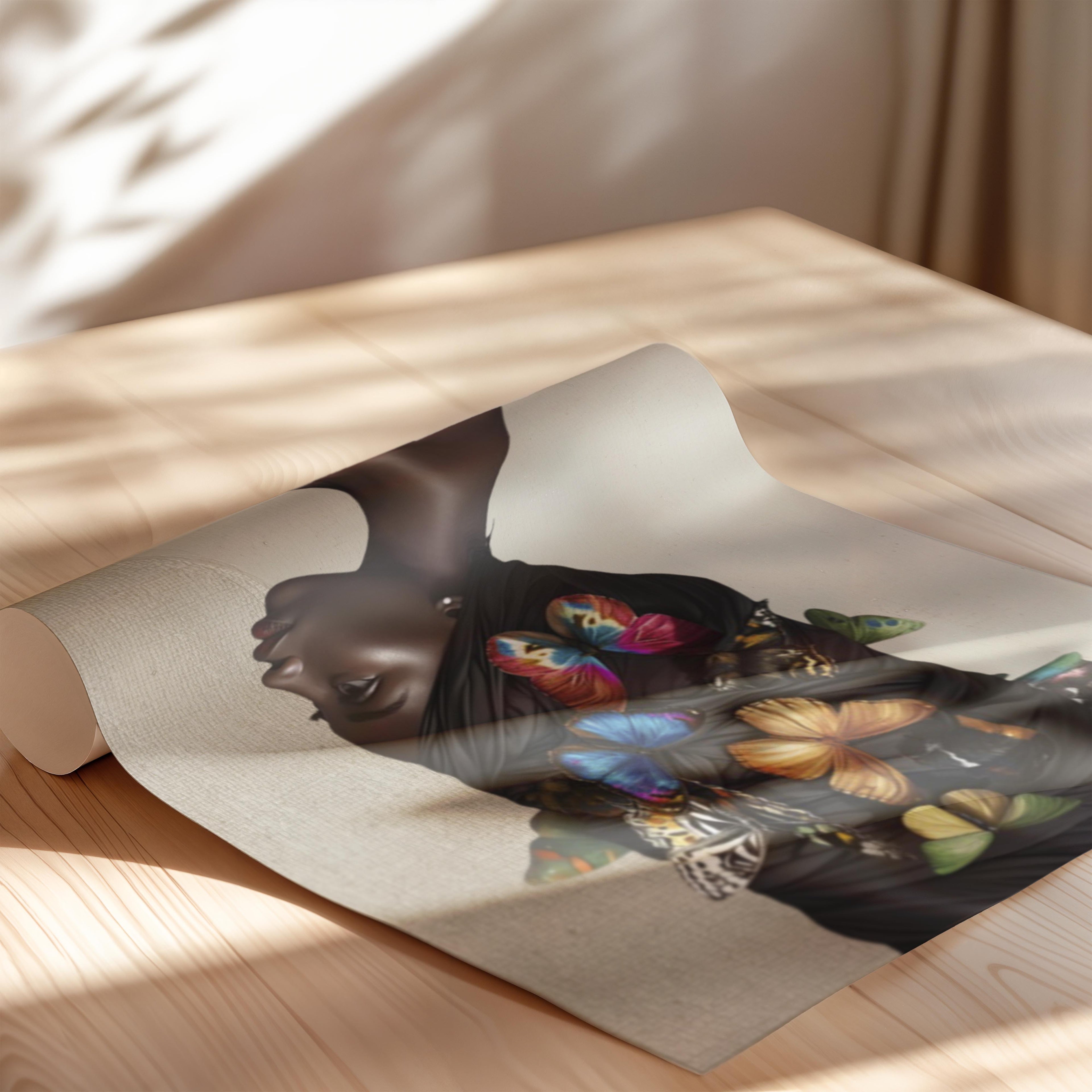 Bohemian Black Women Head Wrap Art Print