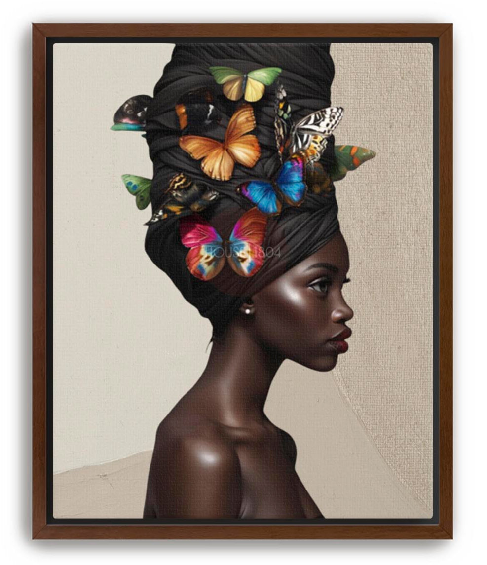 Bohemian Black Women Head Wrap Art Print
