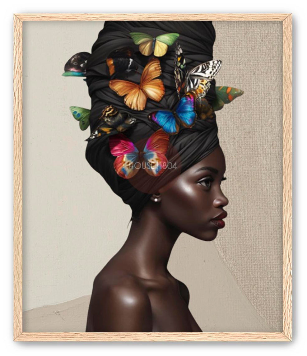 Bohemian Black Women Head Wrap Art Print