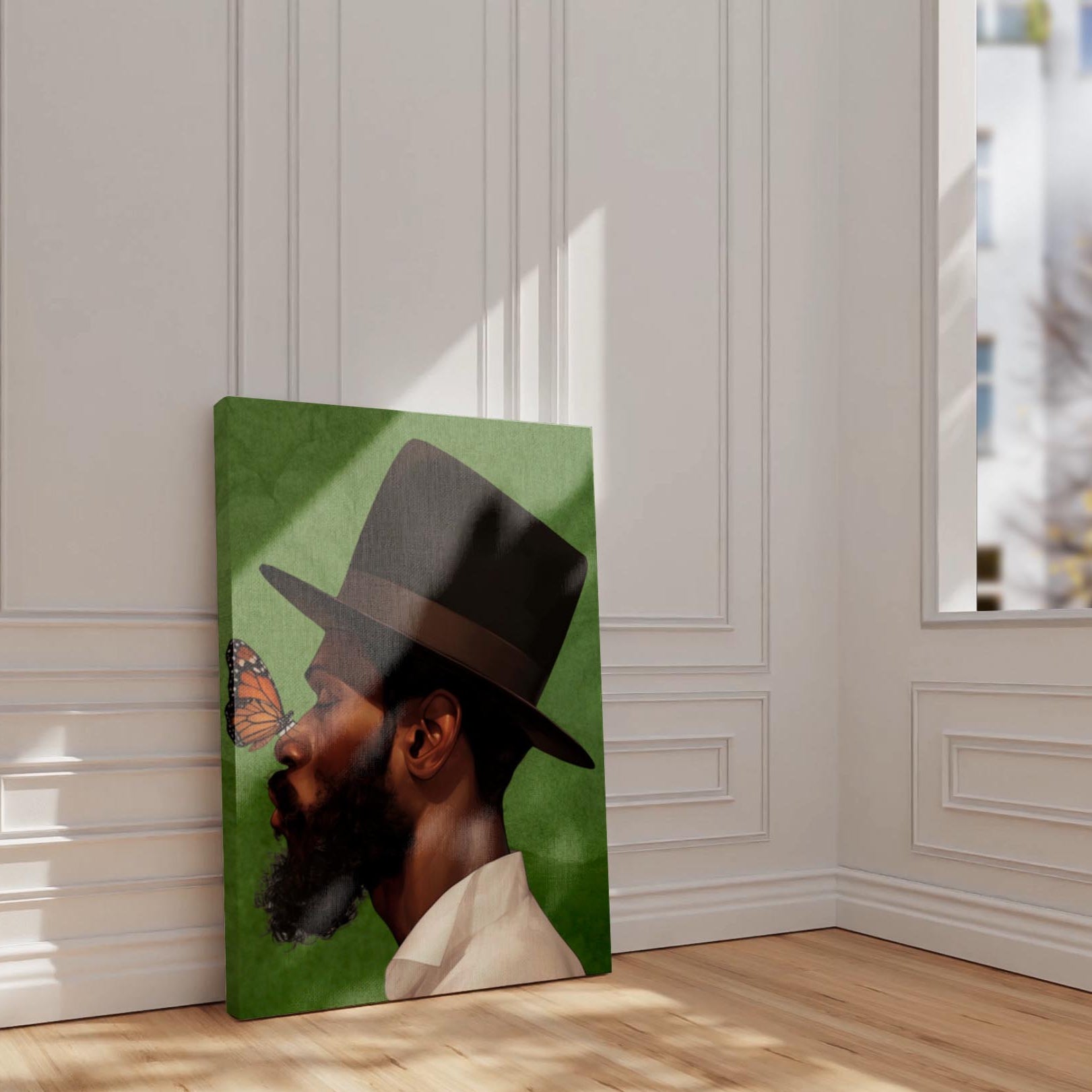 Black Man with Top Hat Portrait Wall Art Print