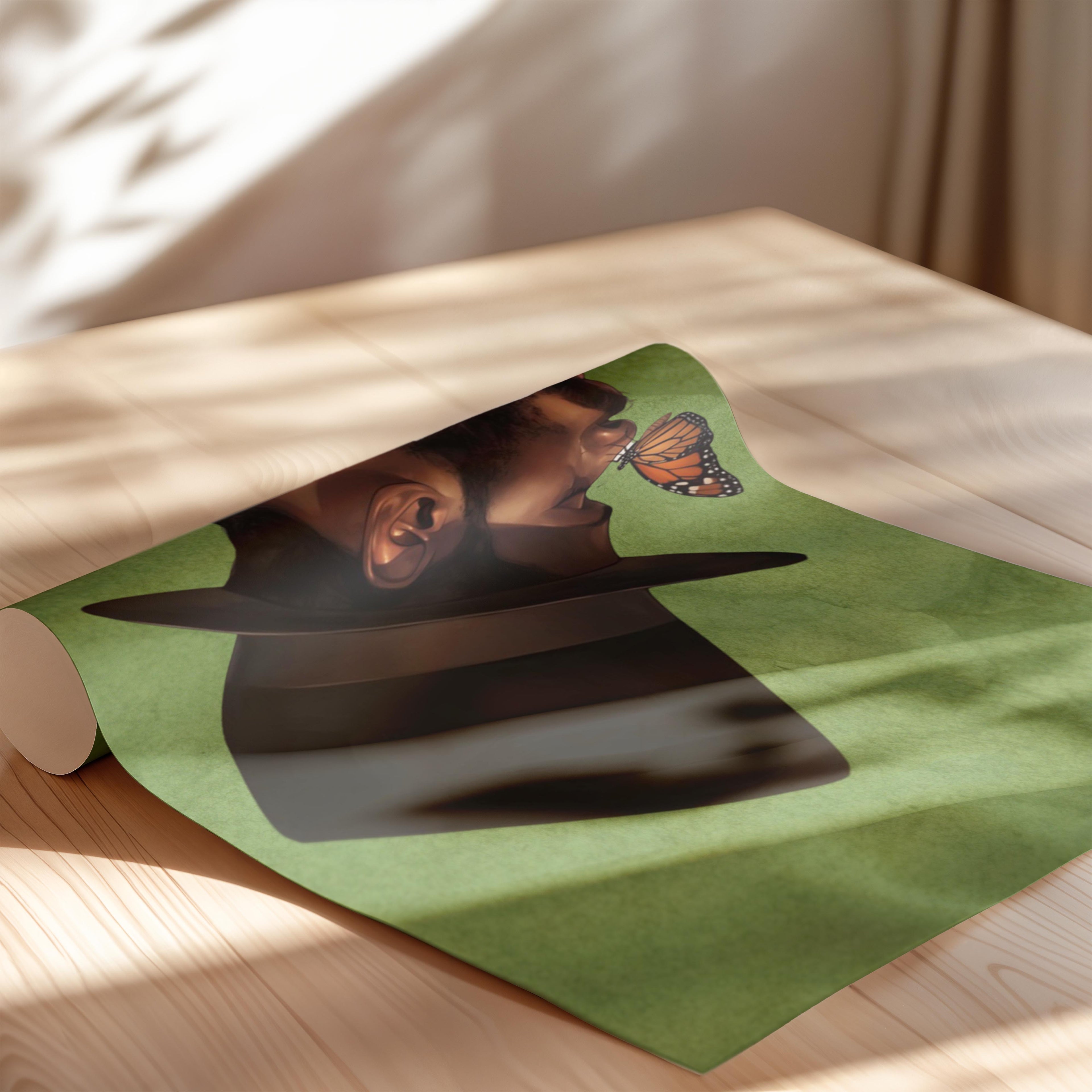 Black Man with Top Hat Portrait Wall Art Print