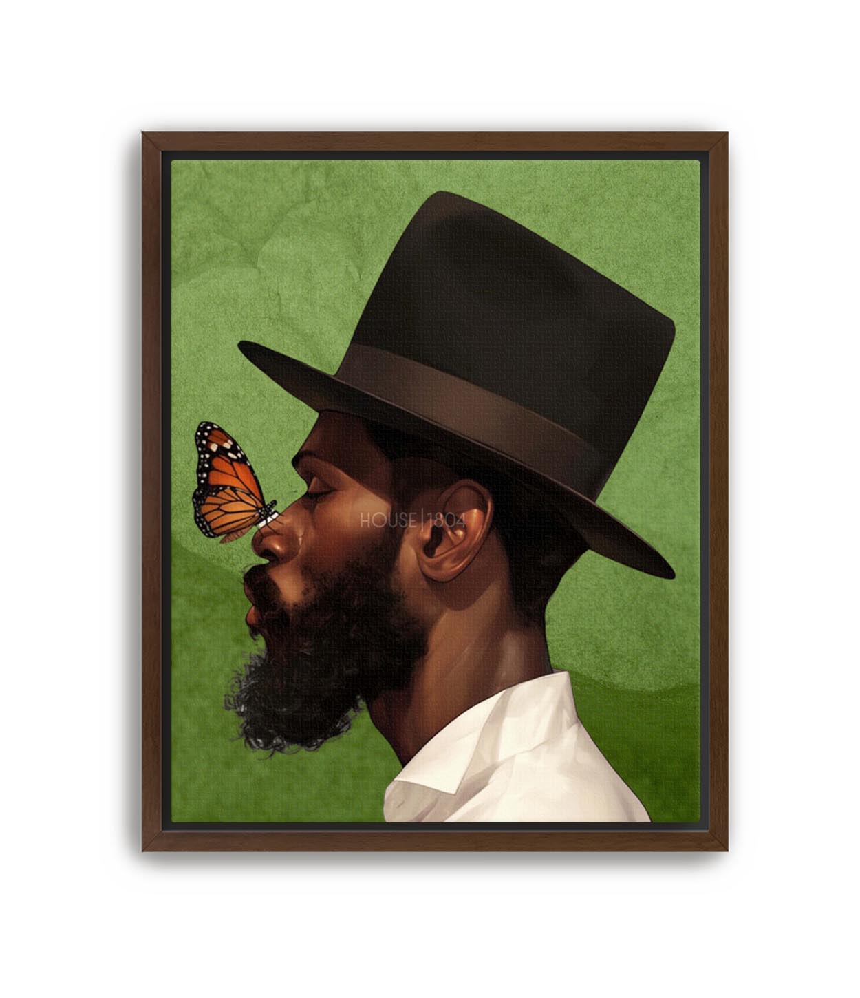Black Man with Top Hat Portrait Wall Art Print