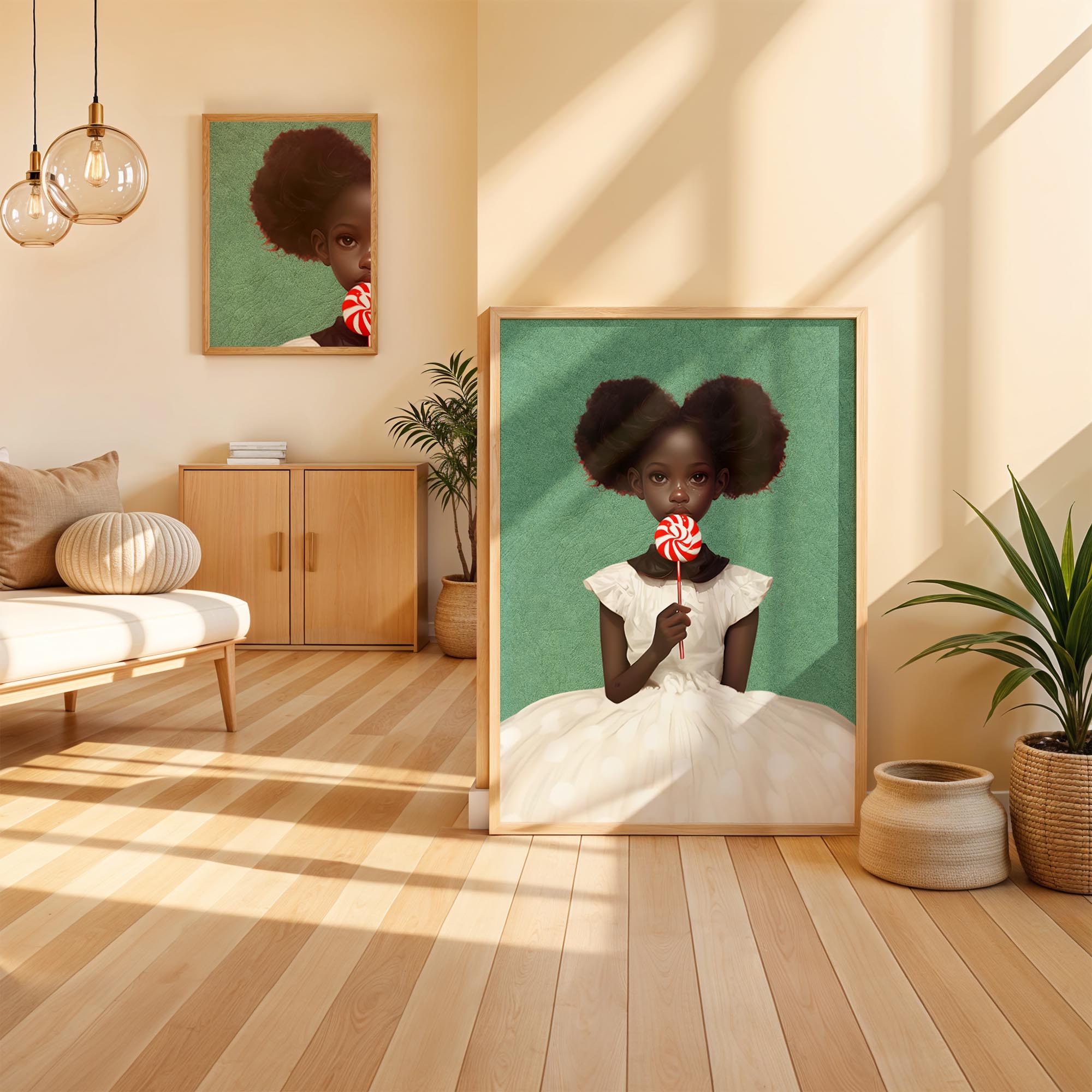 Bohemian Black Girl Lollipop Wall Art