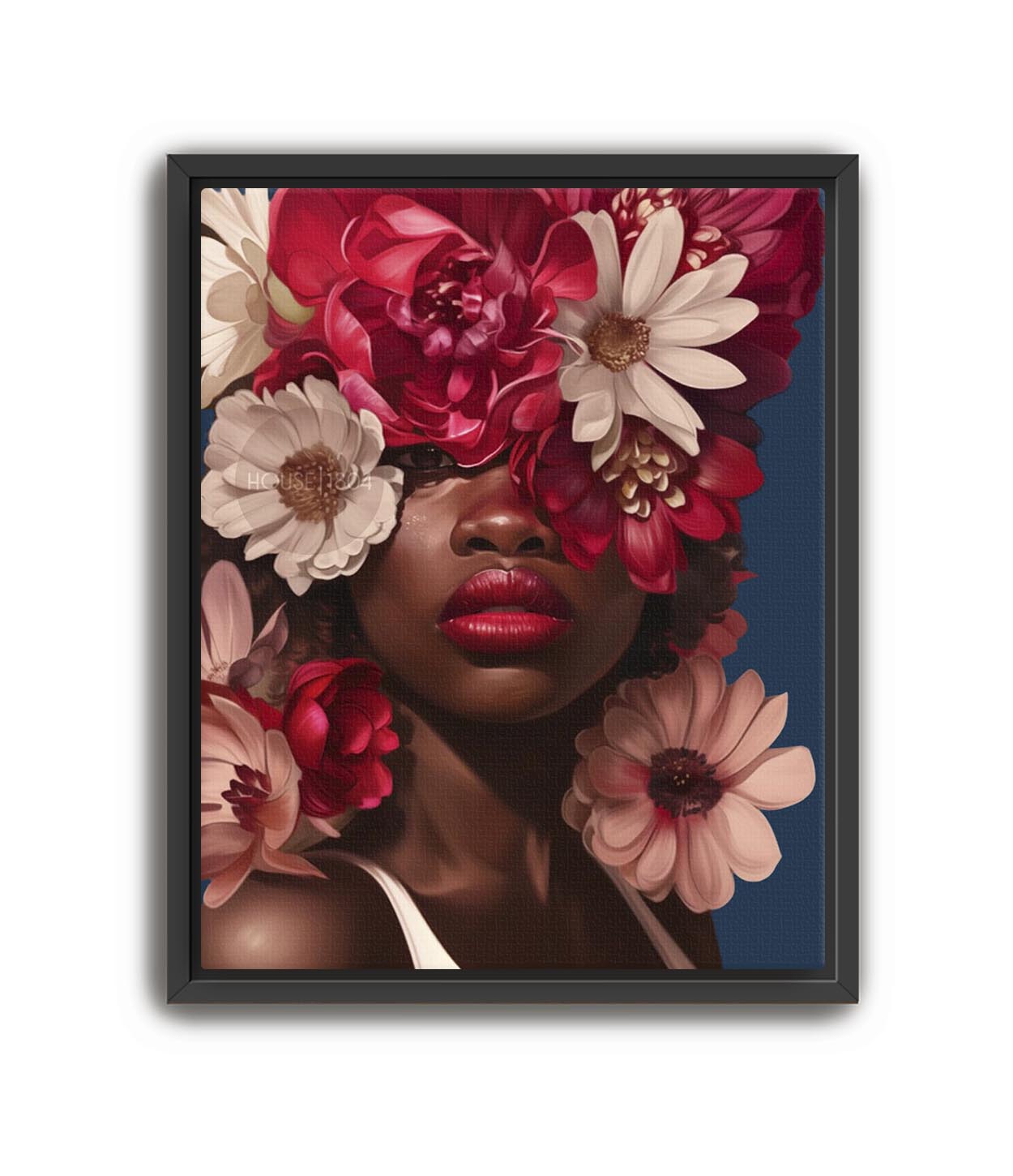 Black Woman Head Flowers Caribbean Inspired Wall Art