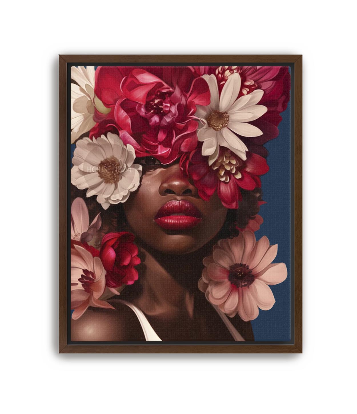 Black Woman Head Flowers Caribbean Inspired Wall Art