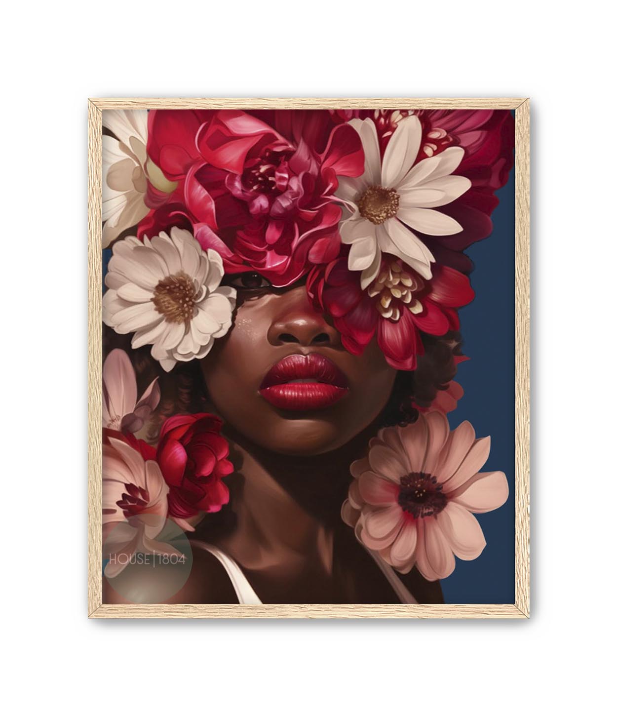 Black Woman Head Flowers Caribbean Inspired Wall Art