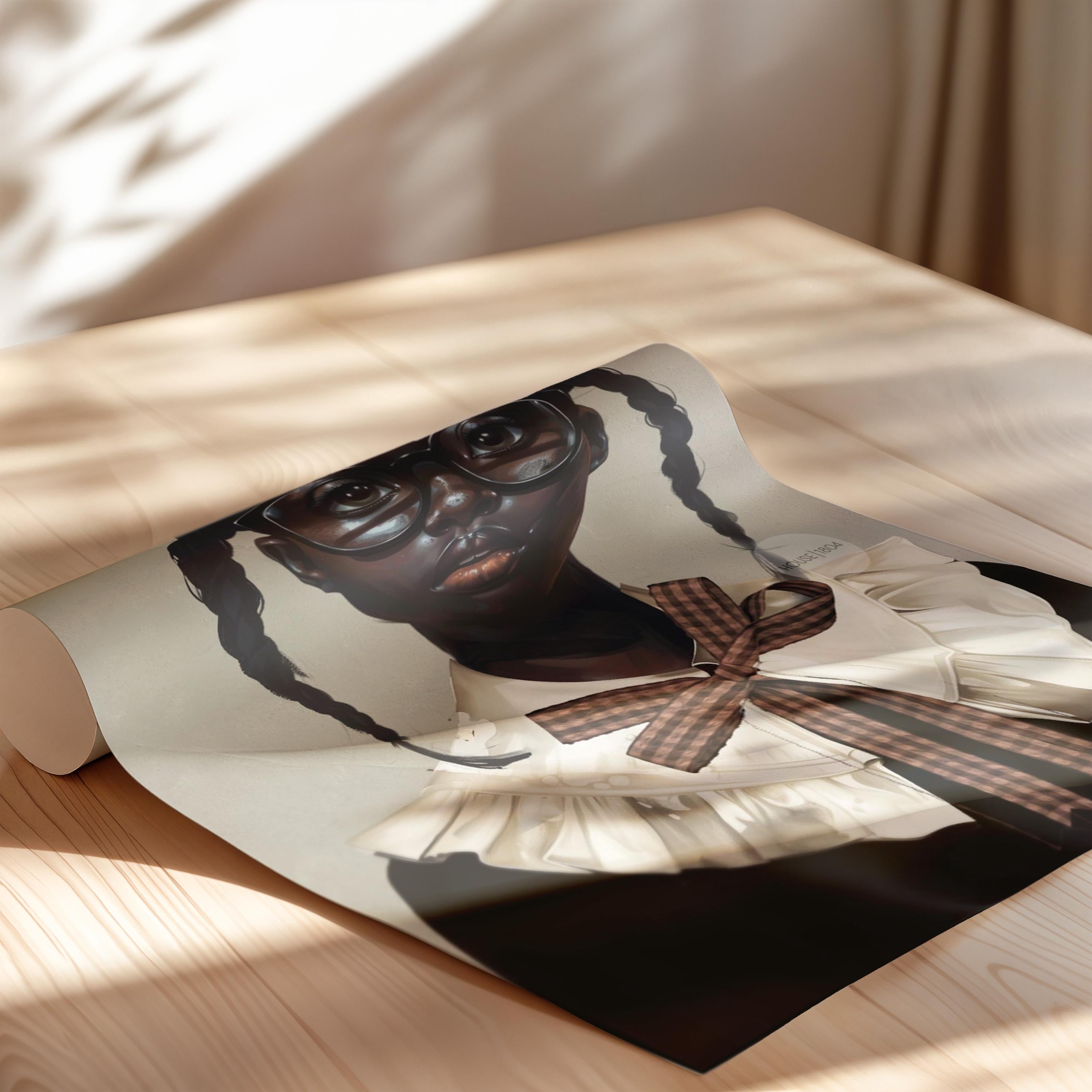 Black Girl Art Print | School Girl Framed Canvas Wall Art