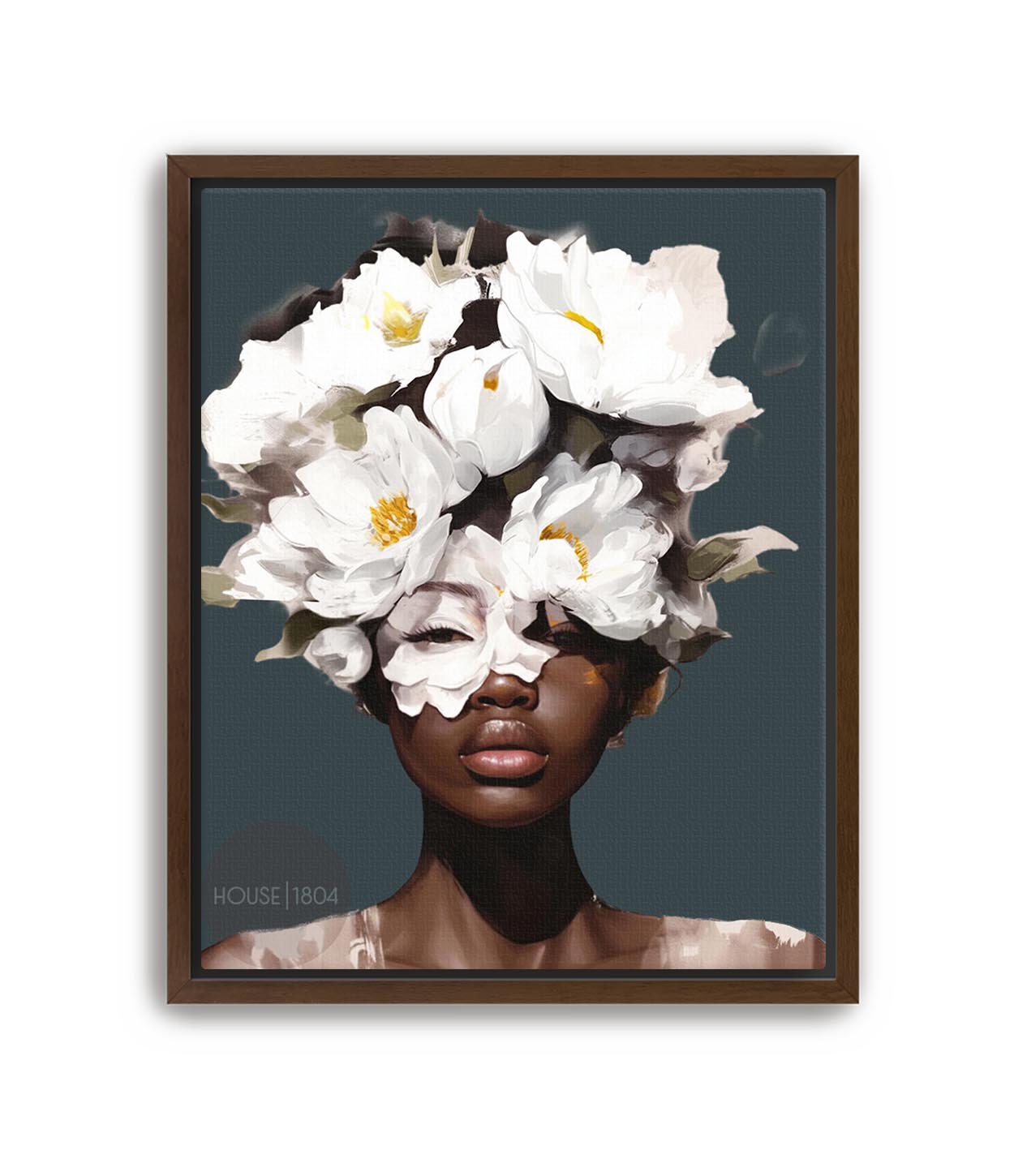 Black Woman Head Flowers Canvas