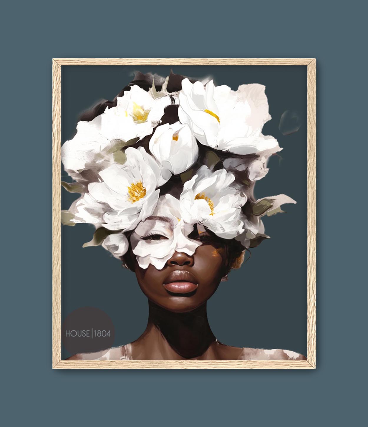 Black Woman Head Flowers Canvas