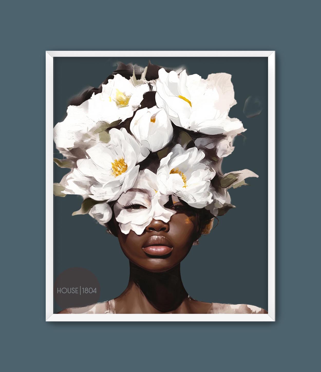 Black Woman Head Flowers Canvas