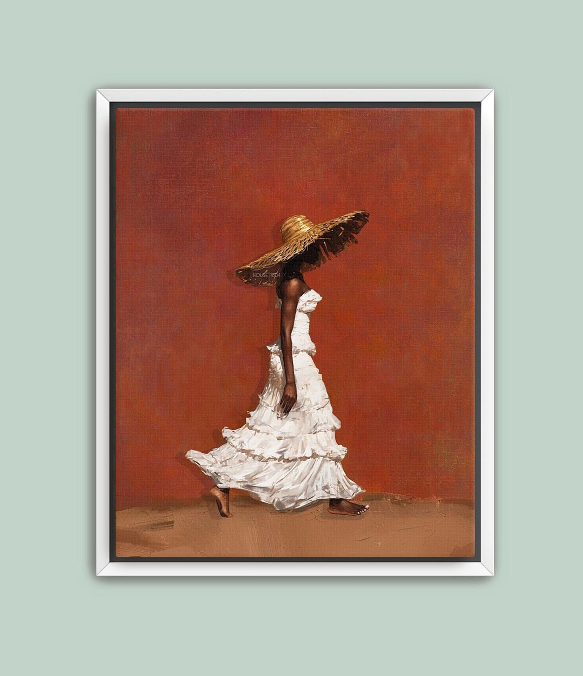 Afrocentric Wall Art, Terracotta Black Woman Portrait Canvas | Framed Unframed