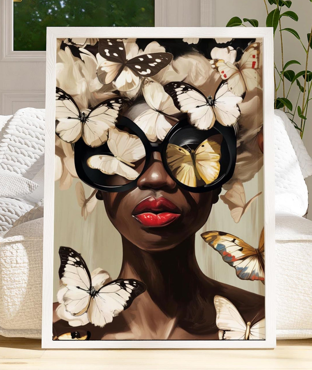 Black Woman Head Flowers Wall Art