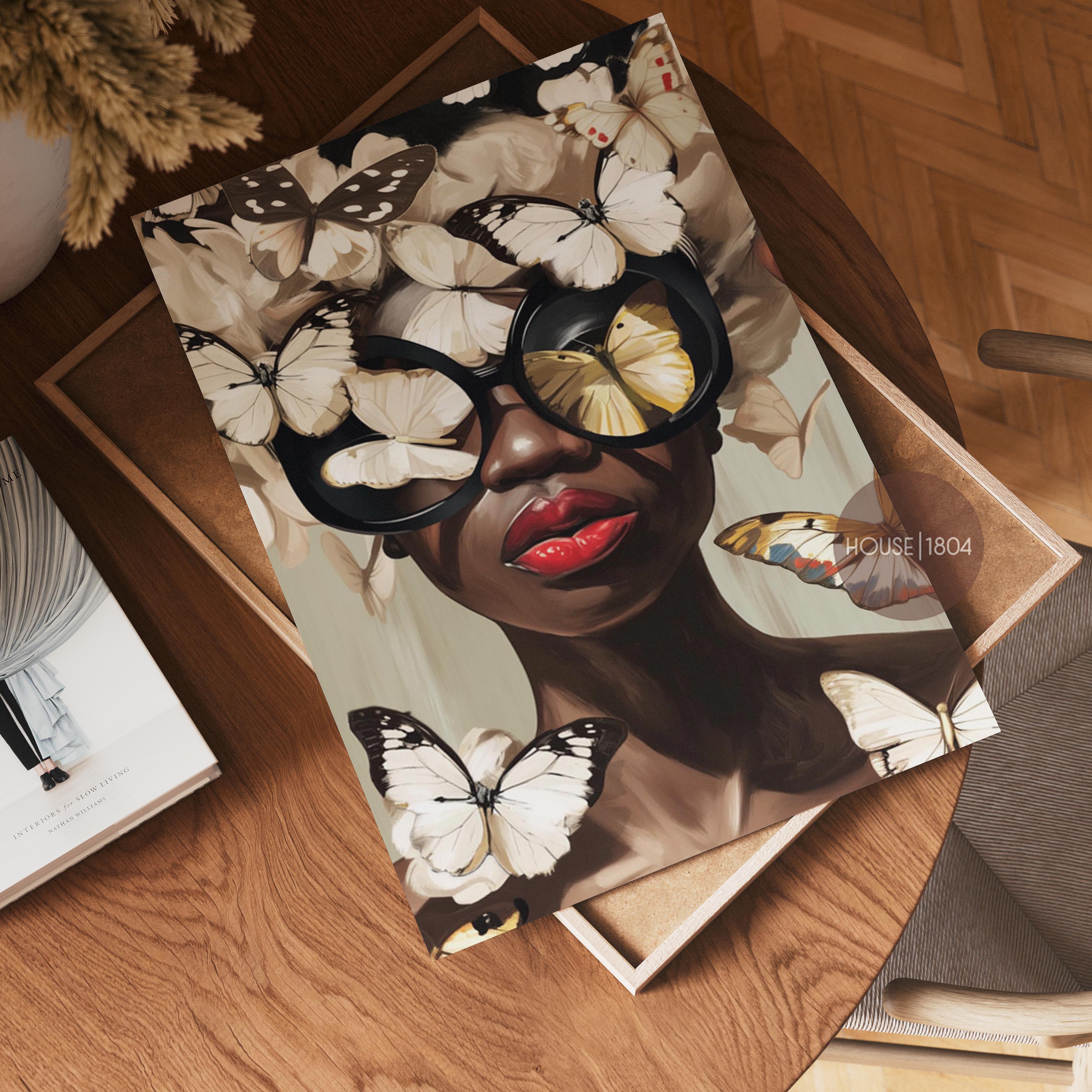 Black Woman Head Flowers Wall Art