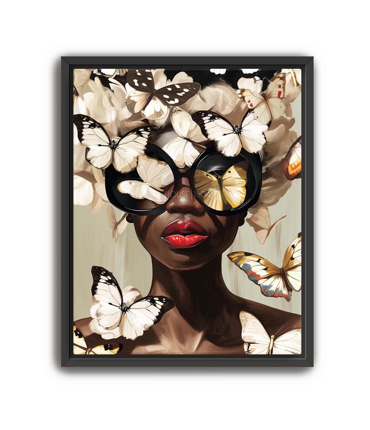 Black Woman Head Flowers Wall Art