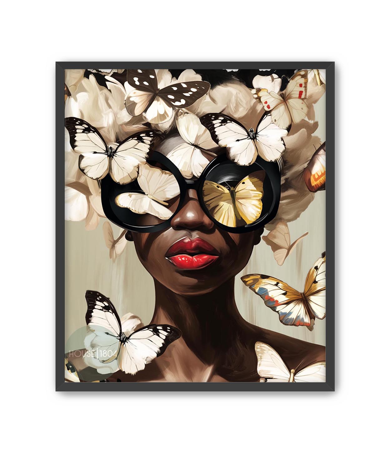 Black Woman Head Flowers Wall Art