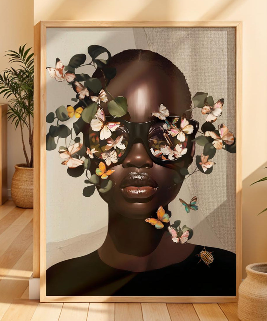 Butterfly Bald Head Woman Wall Art
