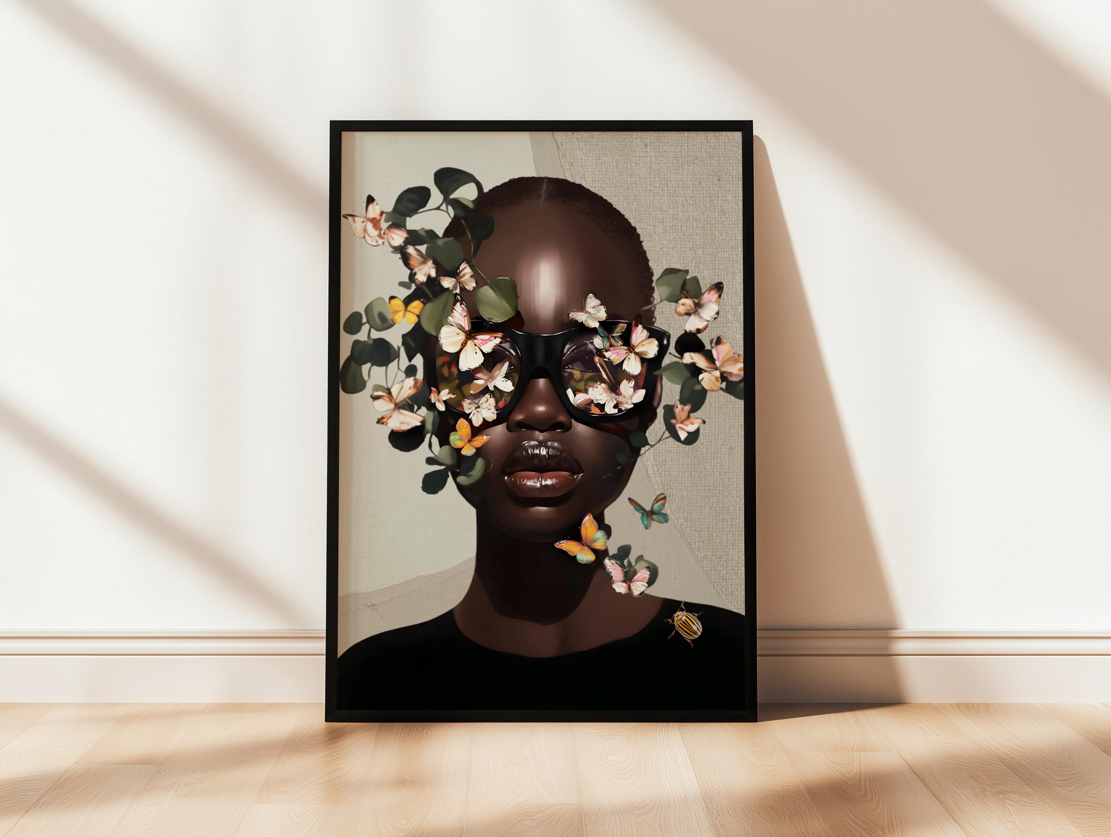 Butterfly Bald Head Woman Wall Art