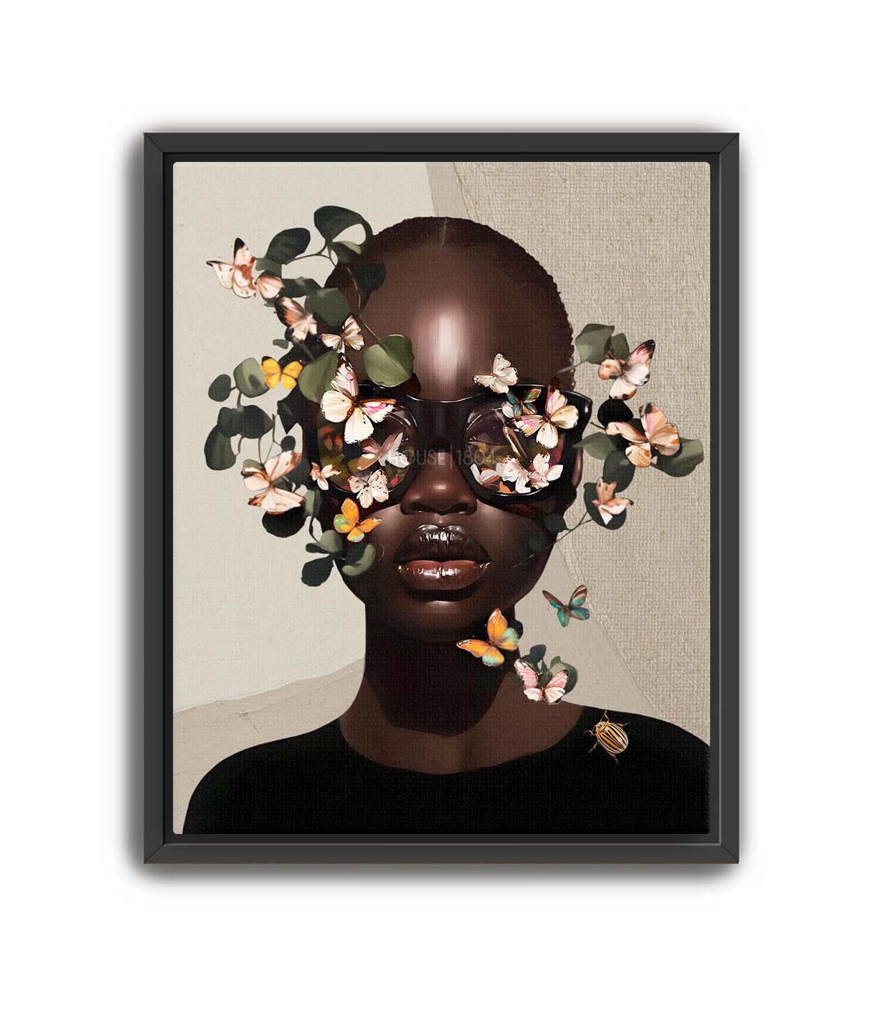 Butterfly Bald Head Woman Wall Art