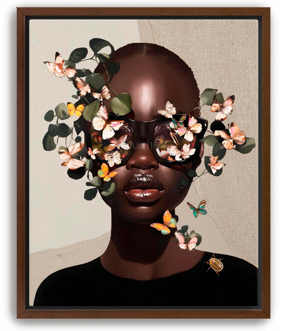 Butterfly Bald Head Woman Wall Art