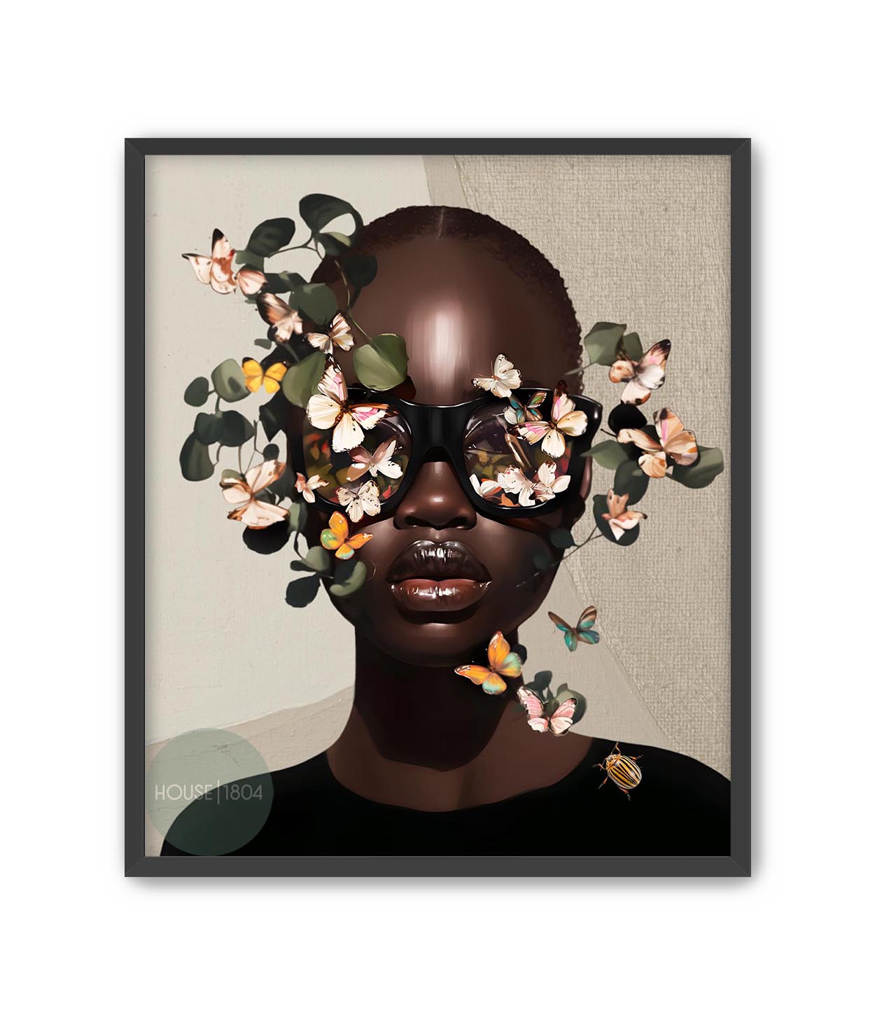 Butterfly Bald Head Woman Wall Art