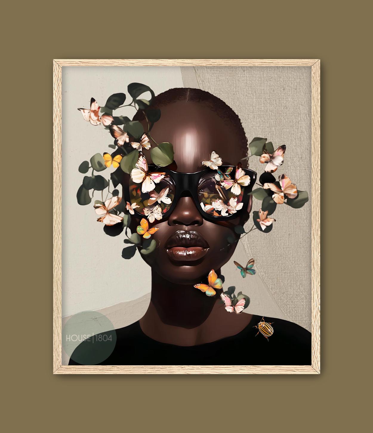 Butterfly Bald Head Woman Wall Art