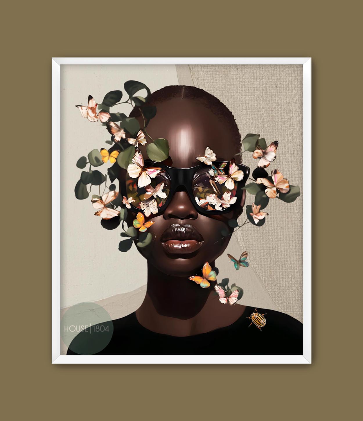 Butterfly Bald Head Woman Wall Art