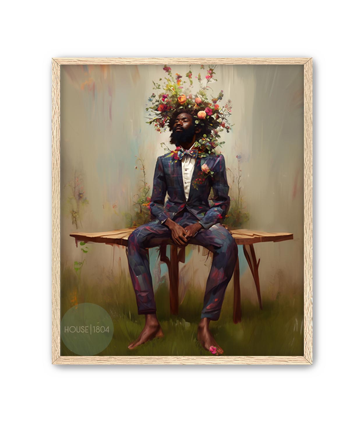 Black Man Flower Beard Canvas Art Print