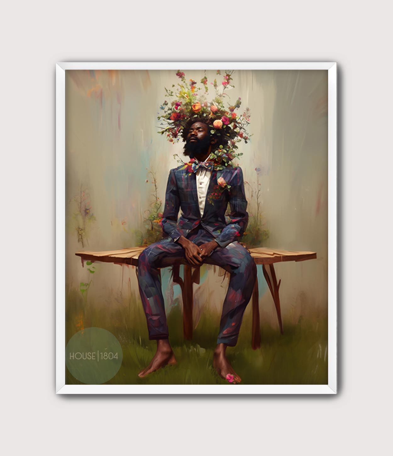 Black Man Flower Beard Canvas Art Print