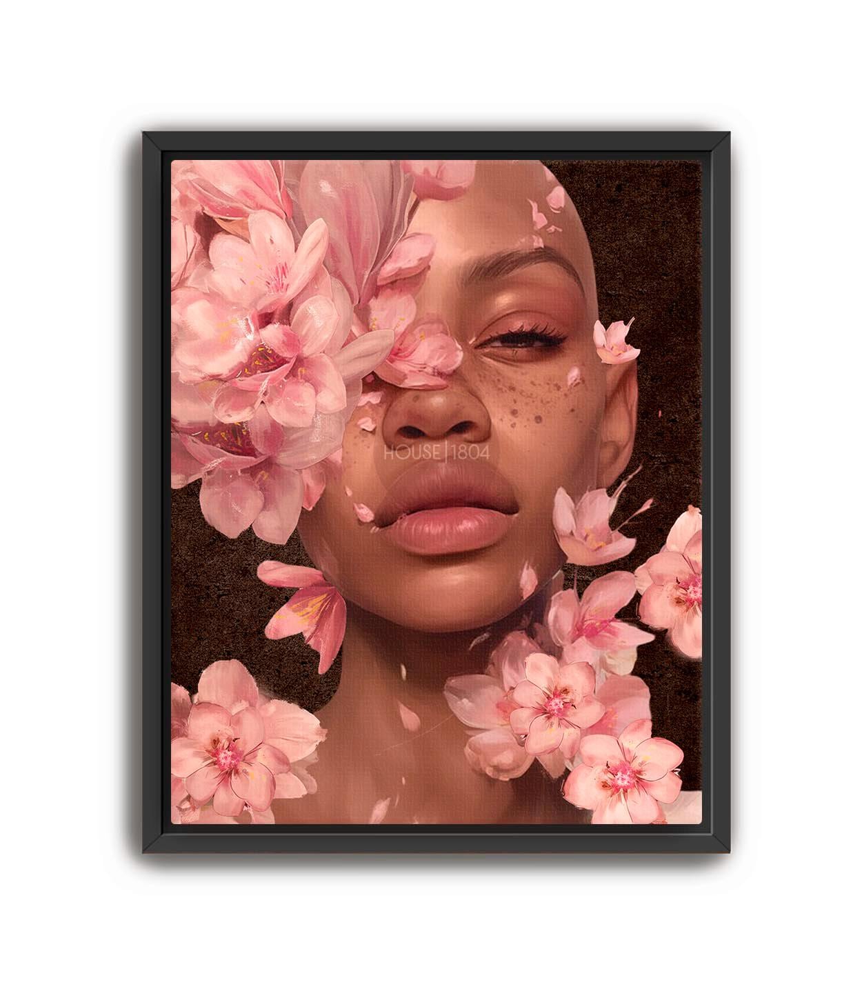 Woman Flower Head and Shoulders Art, Black Woman Modern Wall Art, Black Woman Art Print, Black Boho Art, African American Woman Abstract