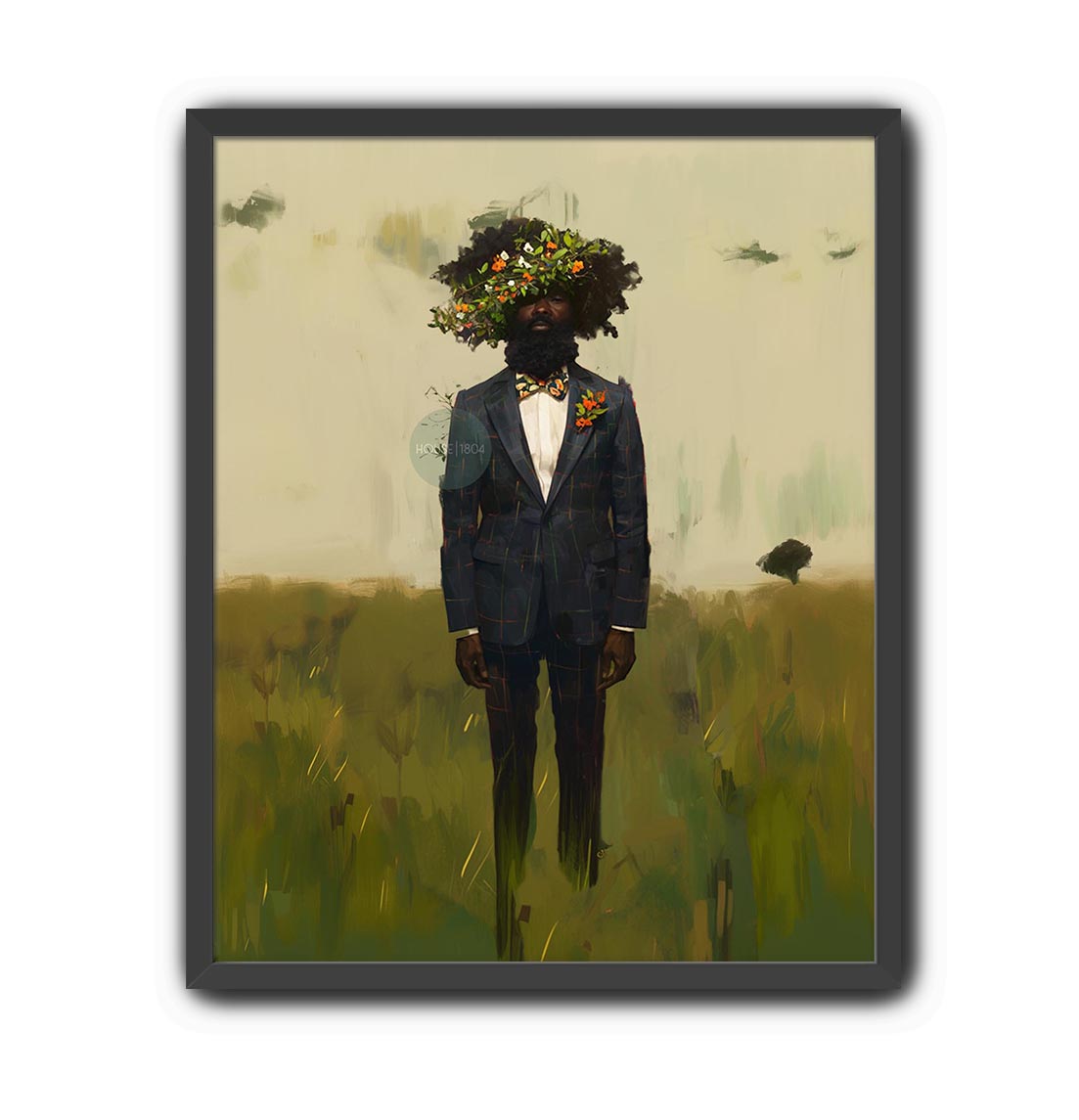 Black Man Flowers Minimalist Print