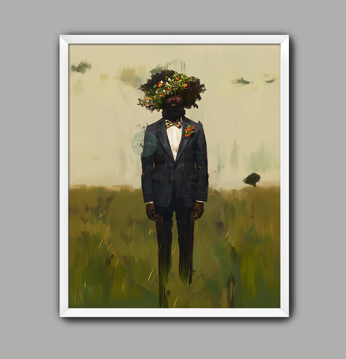 Black Man Flowers Minimalist Print