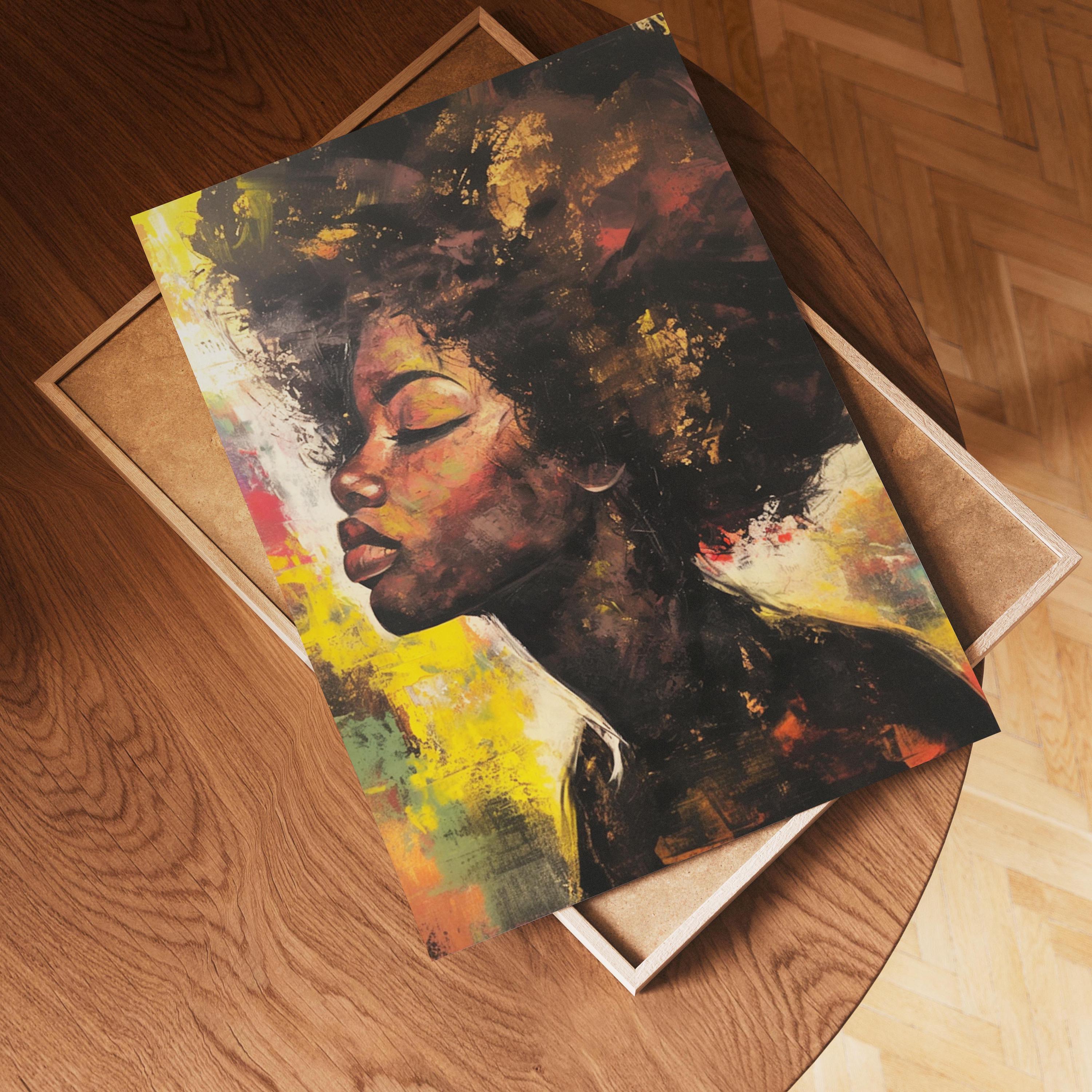 Afro Art Wall Print, Colorful Black Women Canvas, Black Woman Art, Modern Afrocentric Art, African Wall Decor, Boho Art, Abstract Woman Art