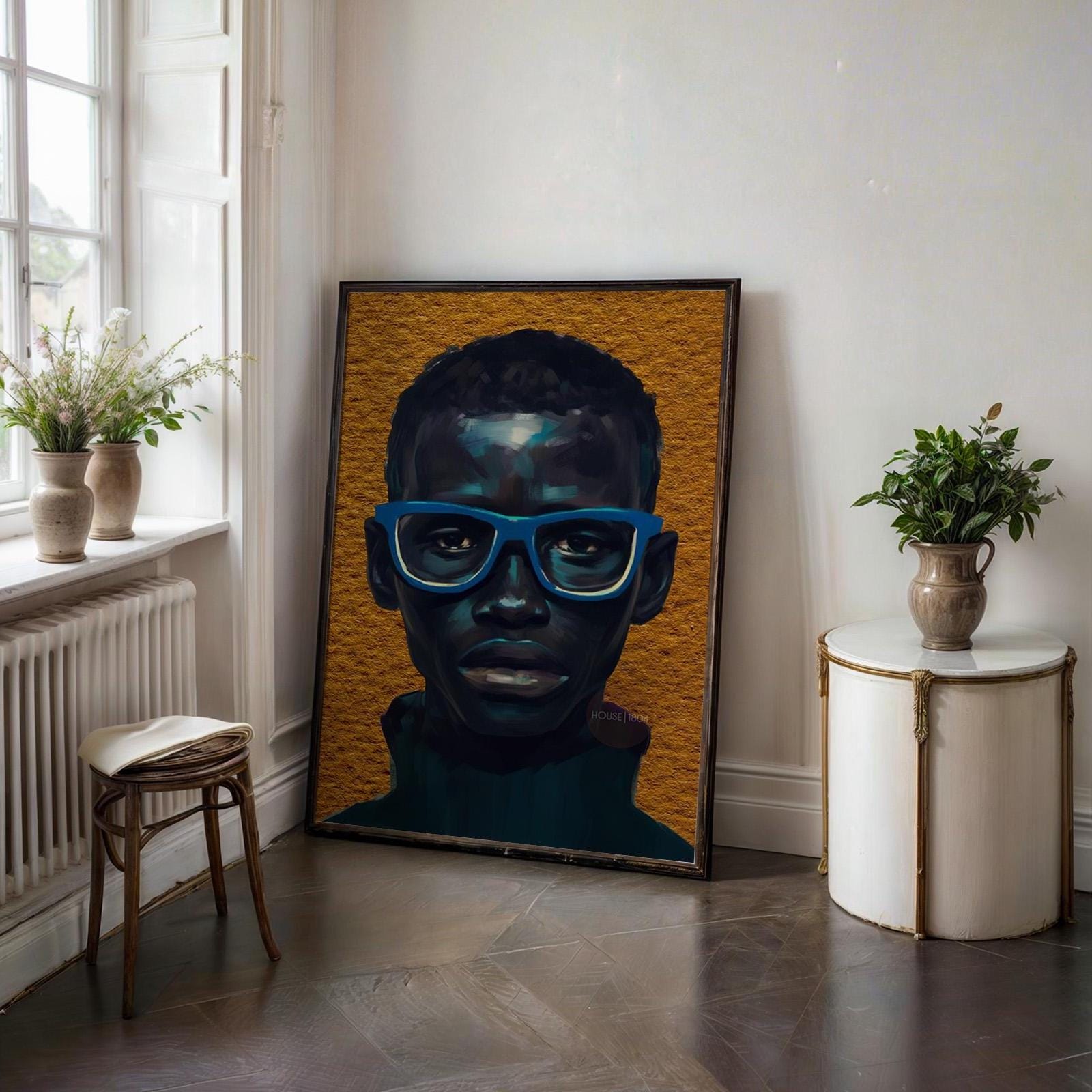 Modern African American Boy Portrait Art: Colorful Canvas Print