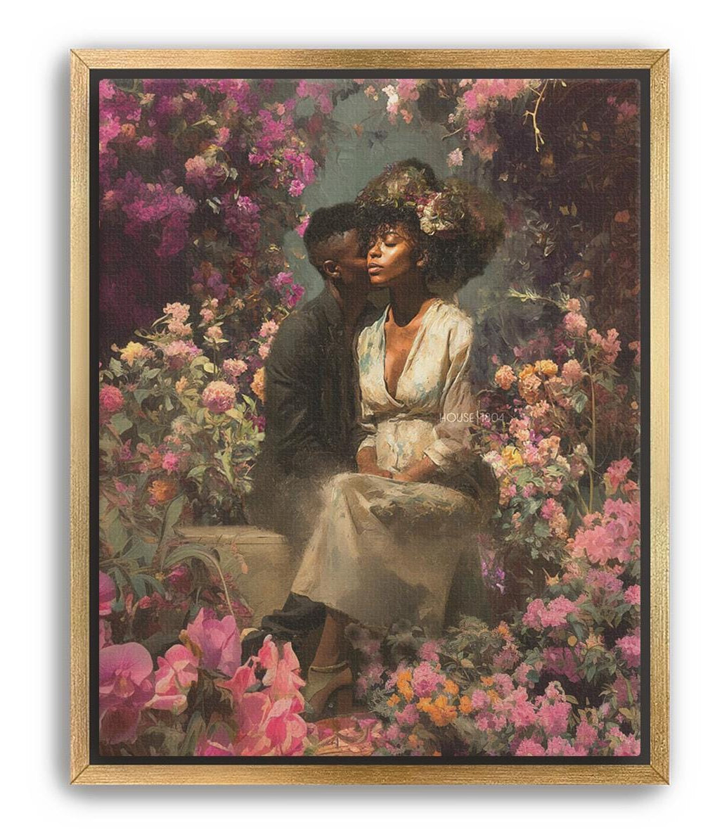 Black Couple Art Print: Vintage African American Love Canvas