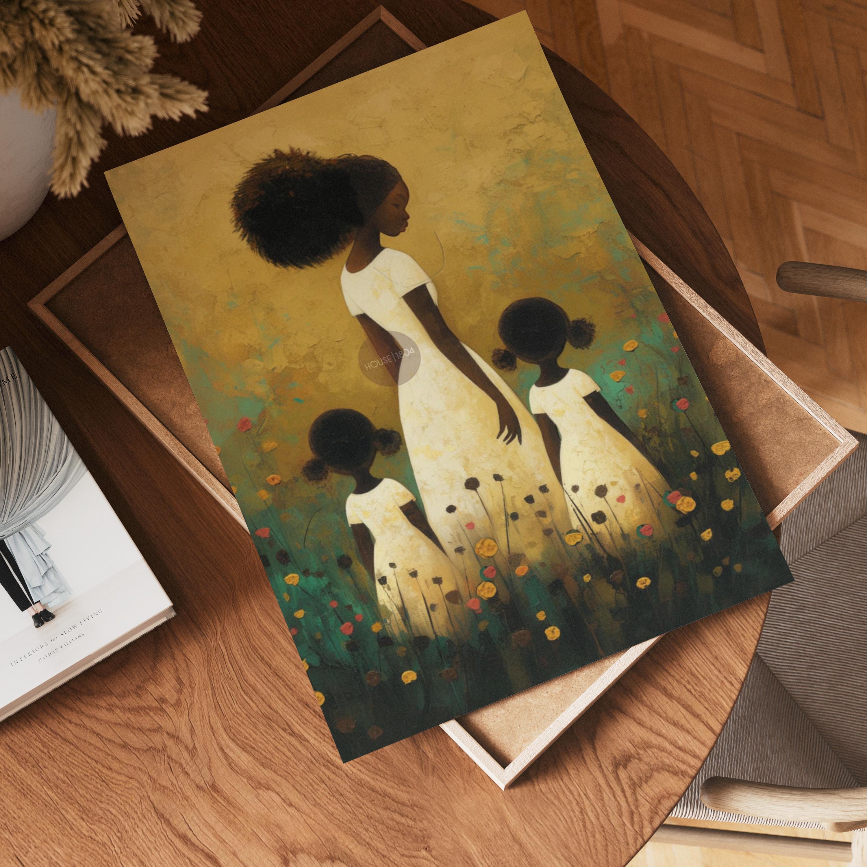Motherhood Framed Canvas Art, Two daughters