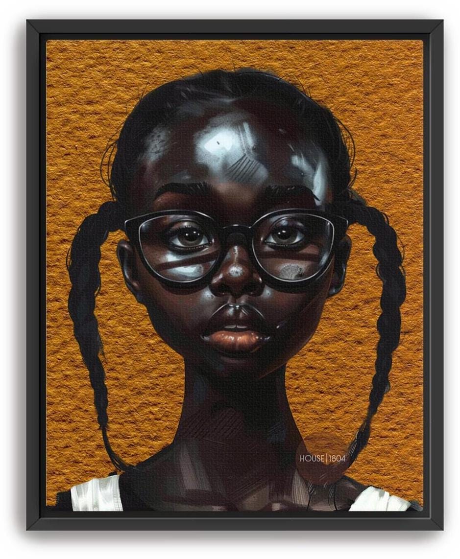 Melanin Art Print - Black Girl Canvas Bold Yellow Art on Hand Stretched Canvas