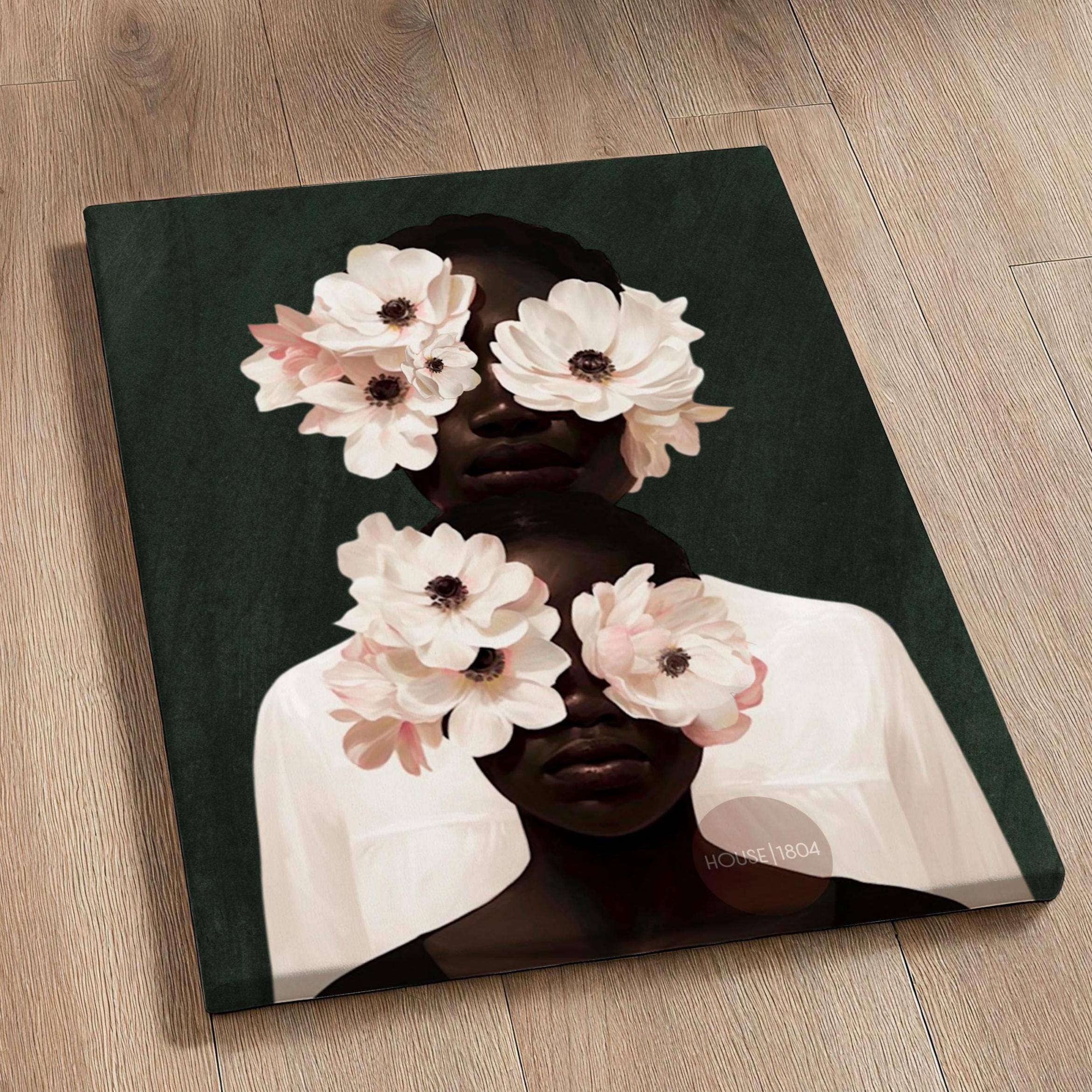 Black Mother and Daughter Canvas Wall Art: Motherhood, African American Family